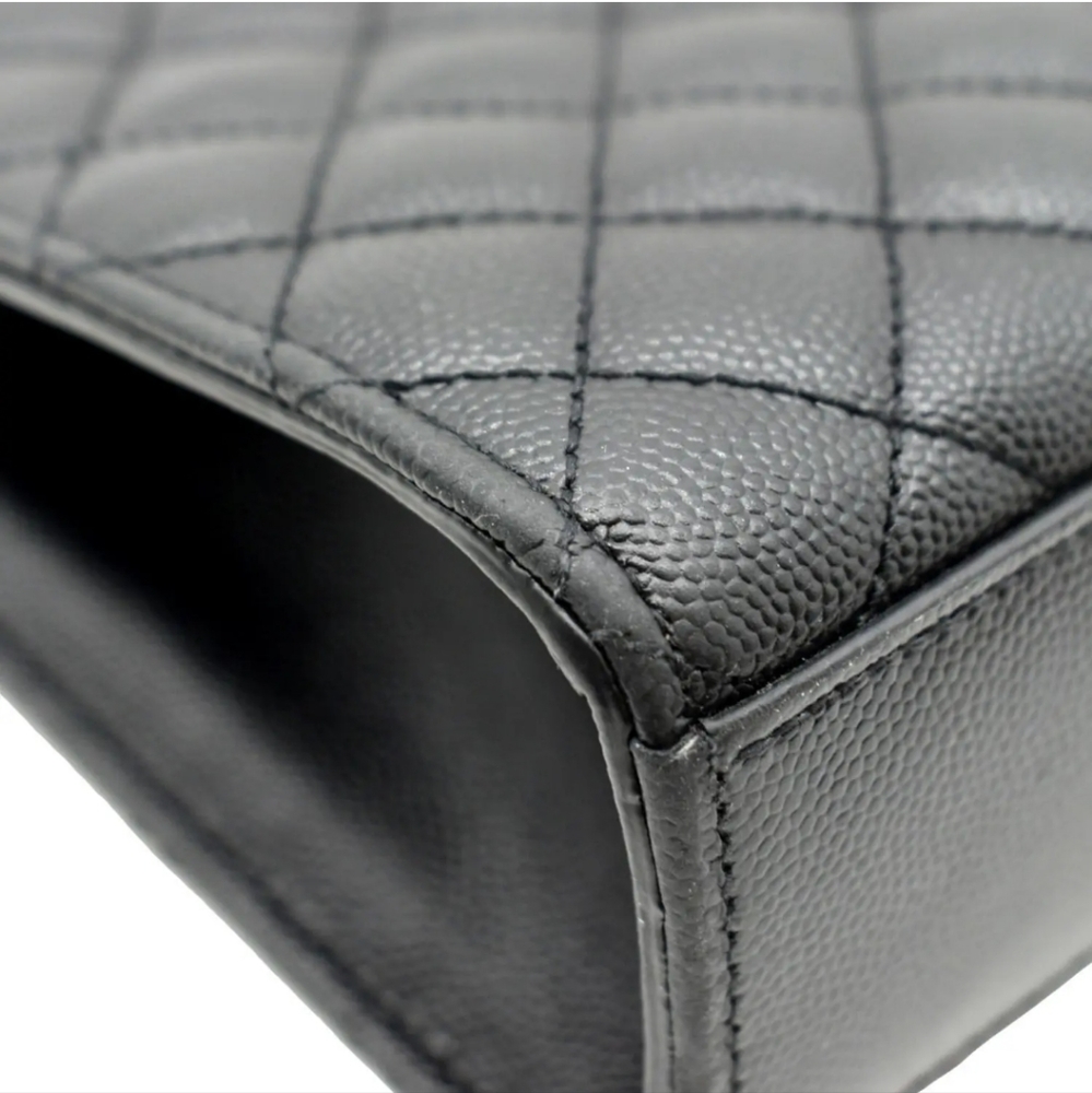 YVES SAINT LAURENT Large Envelope Leather Chain Shoulder Bag Black - Picture 10 of 15